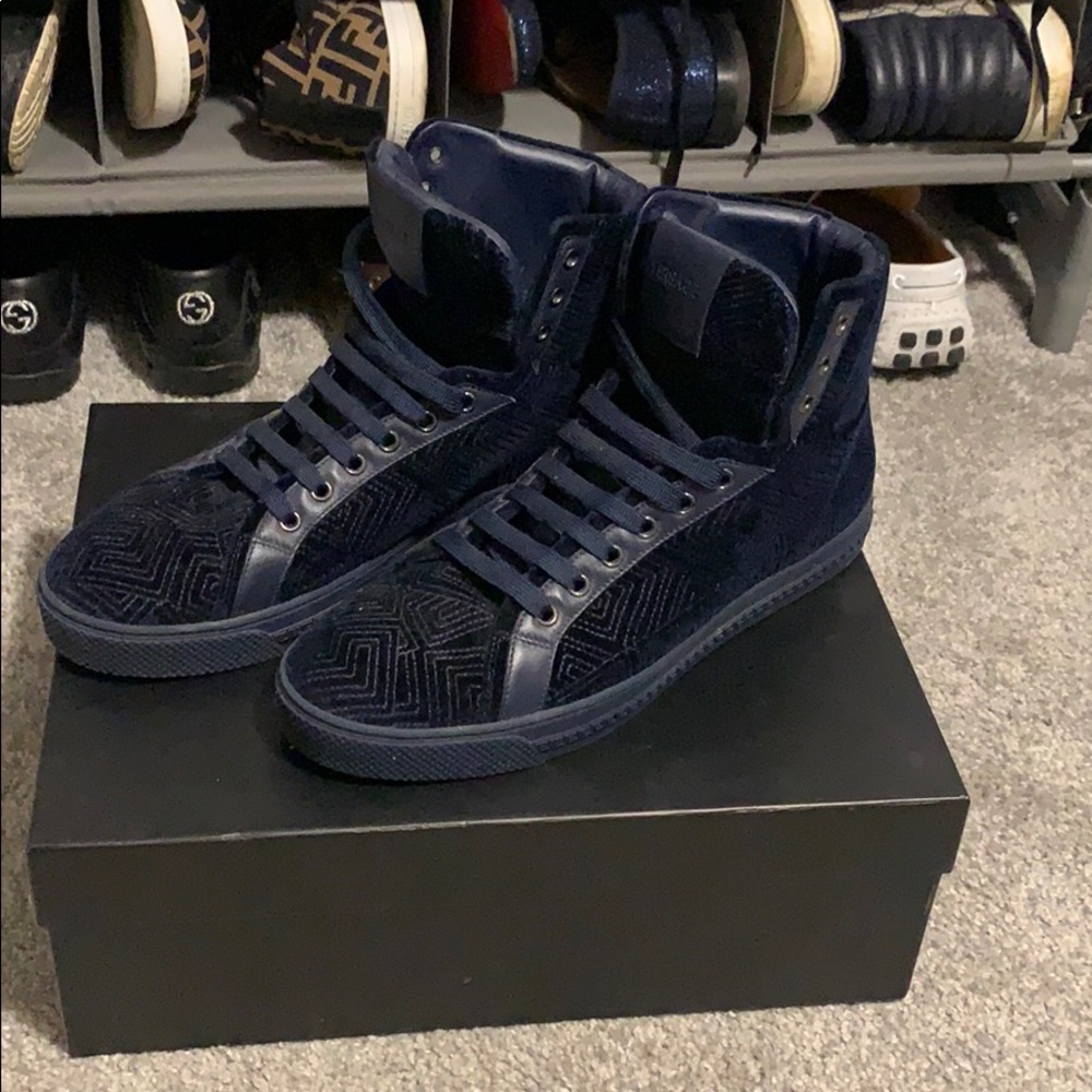 Versace blue suede hi tops size 43